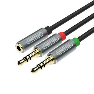 Kabel Unitek Y-C957ABK miniJack 3,5mm (F) - 2x 3,5mm (M)
