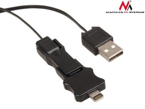 Kabel USB 2.0 Maclean MCTV-730 USB A (M) - Micro USB B (M) - Lightning (M) - Micro USB B (M) czarny, 1m