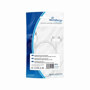 Kabel USB 2.0 MediaRange MRCS136 USB A plug/Apple dock plug, 1.2m, biały