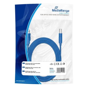 Kabel USB 3.0 MediaRange MRCS150 AM/BM, 5m, niebieski