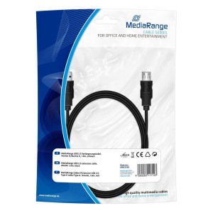 Kabel USB 2.0 MediaRange MRCS154 USB 2.0/USB 2.0, 1.8m, czarny