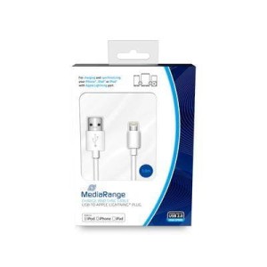 Kabel USB 2.0 MediaRange MRCS178 USB 2.0/Lightning, 1.0m, biały
