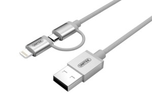 Kabel Unitek Y-C4031SL USB - microUSB + lightning, srebrny