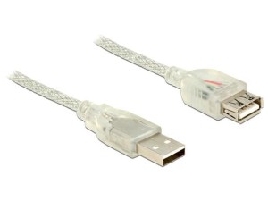Przedłużacz USB Delock AM-AF USB 2.0 0,5m ferryt przezroczysty