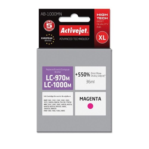 Activejet AB-1000MNTusz (zamiennik Brother LC1000M/970M; Supreme; 35 ml; czerwony). Drukuje więcej o 550%.801263