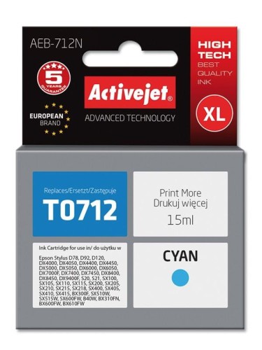 Tusz Activejet AEB-712N (zamiennik Epson T0712, T0892, T1002; Supreme; 15 ml; niebieski) - 801713