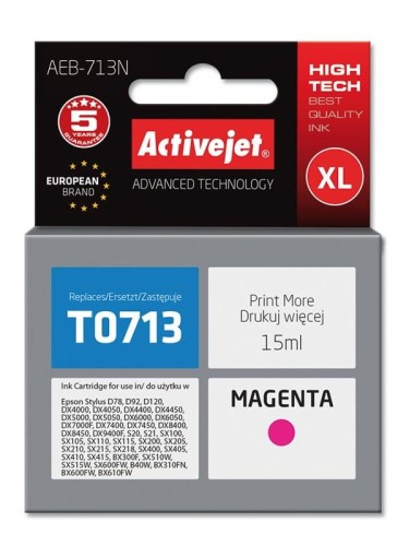 Tusz Activejet AEB-713N (zamiennik Epson T0713, T0893, T1003; Supreme; 15 ml; czerwony) - 801714