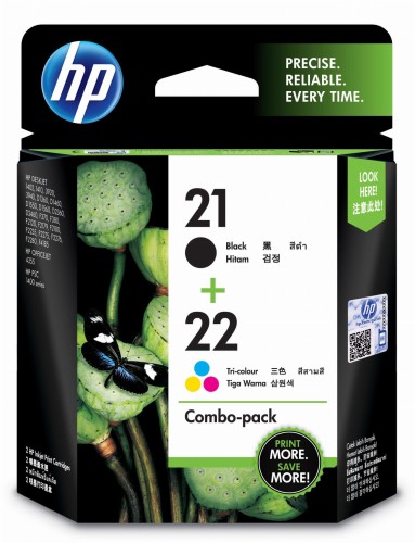 Tusz HP zestaw HP 21+HP 22, HP21+HP22=SD367AE, zawiera czarny i kolor, C9351AE+C9352AE - 487089
