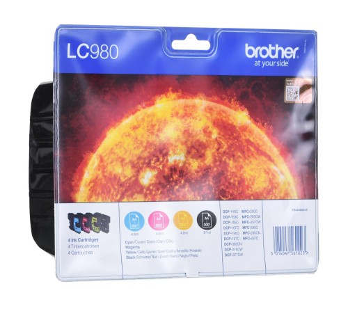 Brother LC-980VALBP nabój z tuszem Oryginalny Czarny, Błękitny, Purpurowy, Żółty Wielopak 4 szt. - 801402