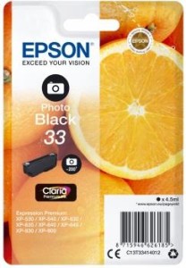 Epson Oranges Singlepack Photo Black 33 Claria Premium Ink