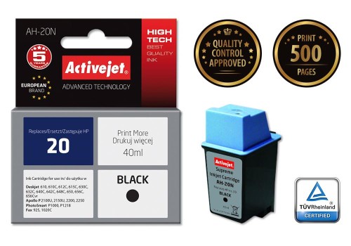 Tusz Activejet AH-20N (zamiennik HP 20 C6614D; Supreme; 40 ml; czarny) - 802379