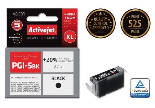 Tusz Activejet AC-5BR (zamiennik Canon PGI-5BK; Premium; 27 ml; czarny) - 801471