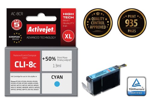 Tusz Activejet AC-8CR (zamiennik Canon CLI-8C; Premium; 13 ml; niebieski) - 801473