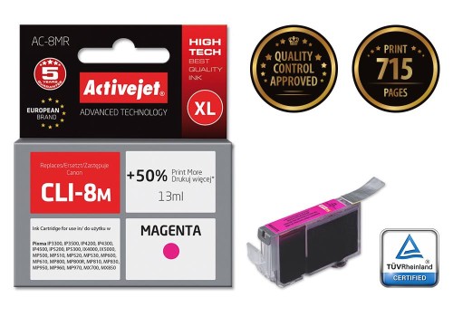 Tusz Activejet AC-8MR (zamiennik Canon CLI-8M; Premium; 13 ml; czerwony) - 801475