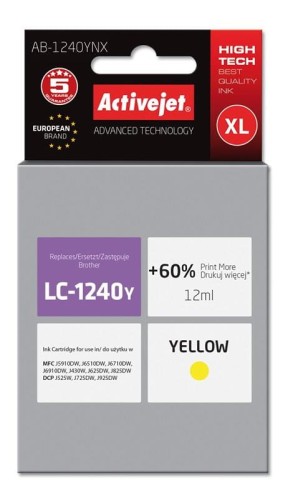 Tusz Activejet AB-1240YNX (zamiennik Brother LC1240Y/1220Y; Supreme; 12 ml; żółty) - 801250