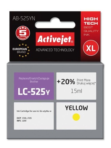 Tusz Activejet AB-525YN (zamiennik Brother LC525Y; Supreme; 15 ml; żółty) - 801283
