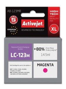 Activejet AB-123MR Tusz (zamiennik Brother LC123M/121M; Premium; 14.5 ml; czerwony)