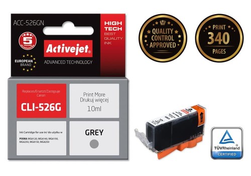 Tusz Activejet ACC-526GN (zamiennik Canon CLI-526G; Supreme; 10 ml; szary) - 801542