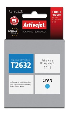 Tusz Activejet AE-2632N (zamiennik Epson 26 T2632; Supreme; 12 ml; niebieski) - 801823