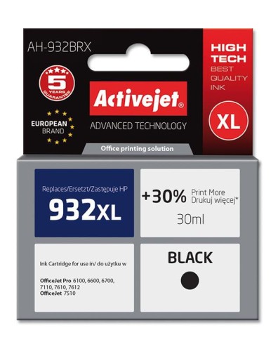 Tusz Activejet AH-932BRX (zamiennik HP 932XL CN053AE; Premium; 30 ml; czarny) - 801873