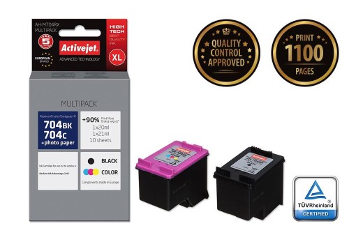Tusz Activejet AH-M704RX (zamiennik HP 704 CN692AE, CN693AE; Premium; 1 x 20 ml, 1 x 21 ml; czarny, kolor) - 802193