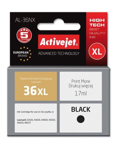 Tusz Activejet AL-36NX (zamiennik Lexmark 36XL 18C2170E; Supreme; 17 ml; czarny) - 802486