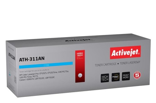 Toner Activejet ATH-311AN (zamiennik Canon, HP 126A CRG-729C, CE311A; Premium; 1000 stron; niebieski) - 800119