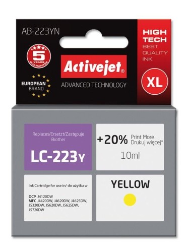 Tusz Activejet AB-223YN (zamiennik Brother LC223Y; Supreme; 10 ml; żółty) - 801291