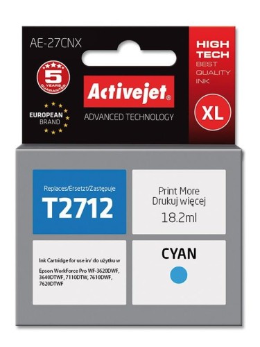Tusz Activejet AE-27CNX (zamiennik Epson 27XL T2712; Supreme; 18 ml; niebieski) - 801734