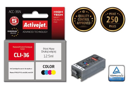 Tusz Activejet ACC-36N (zamiennik Canon CLI-36; Supreme; 12,5 ml; kolor) - 801468