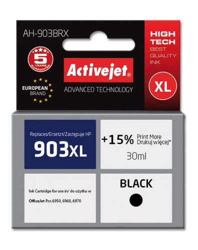 Tusz Activejet AH-903BRX (zamiennik HP 903XL T6M15AE; Premium; 30 ml; czarny) - 937626