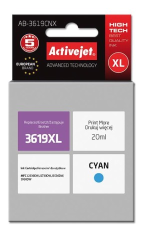 Tusz Activejet AB-3619CNX (zamiennik Brother LC3619C; Supreme; 20 ml; niebieski) - 801295