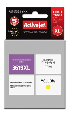 Tusz Activejet AB-3619YNX (zamiennik Brother LC3619Y; Supreme; 20 ml; żółty) - 801297