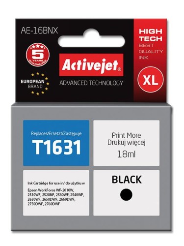 Tusz Activejet AE-16BNX (zamiennik Epson 16XL T1631; Supreme; 18 ml; czarny) - 801724