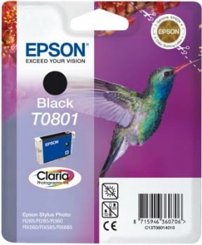 TUSZ EPSON T0801 BLACK  STYLUS PHOTO R265/285/360,RX560/585/685 - 476392