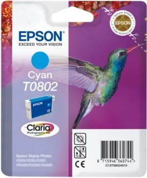 TUSZ EPSON T0802 CYAN  STYLUS PHOTO R265/285/360,RX560/585/685 - 476393