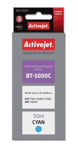 Activejet AB-5000C Buteleczka z tuszem z atramentem (zamiennik Brother BT-5000C; Supreme; 50 ml; 5000 str., niebieski)