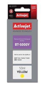 Activejet AB-5000Y Buteleczka z tuszem z atramentem (zamiennik do Brother BT-5000Y; Supreme; 50 ml; 5000 str., żółty)