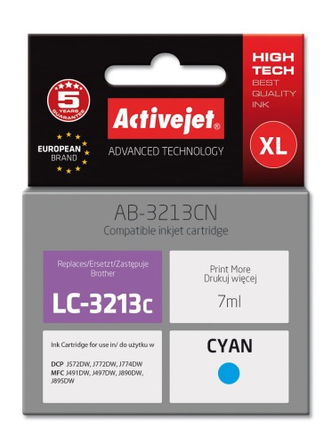 Tusz Activejet AB-3213CN (zamiennik Brother LC3213C; Supreme; 7 ml; błękitny) - 1130240