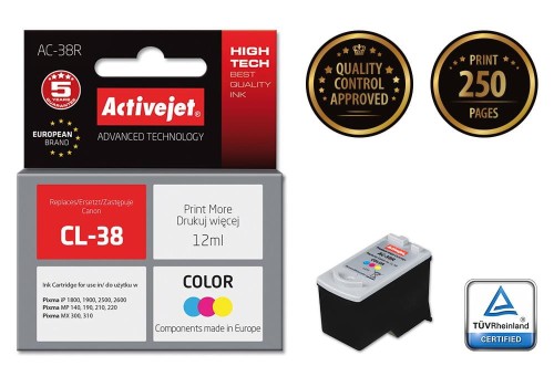 Tusz Activejet AC-38R (zamiennik Canon CL-38; Premium; 12 ml; kolor) - 801640