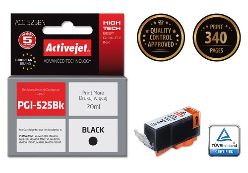 Tusz Activejet ACC-525BN (zamiennik Canon PGI-525PGBK; Supreme; 20 ml; czarny) - 801495