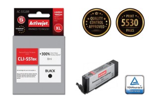 Tusz Activejet AC-551BR (zamiennik Canon CLI-551BK; Premium; 10,5 ml; czarny)