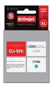 Tusz Activejet AC-551CR (zamiennik Canon CLI-551C; Premium; 10,5ml; niebieski)