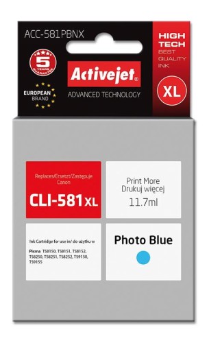 Tusz Activejet ACC-581PBNX (zamiennik CLI-581PB XL; Supreme; 11,70 ml; Foto niebieski) - 847732
