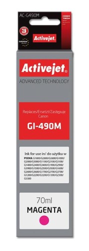 Tusz Activejet AC-G490M (zamiennik Canon GI-490M; Supreme; 70 ml; 7000 stron, czerwony) - 847779