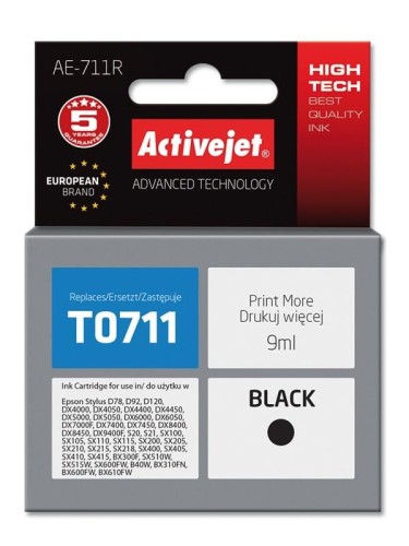Tusz Activejet AE-711R (zamiennik Epson T0711, T0891, T1001; Premium; 9 ml; czarny) - 847839