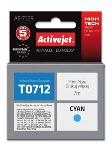 Tusz Activejet AE-712R (zamiennik Epson T0712, T0892, T1002; Premium; 7 ml; niebieski)