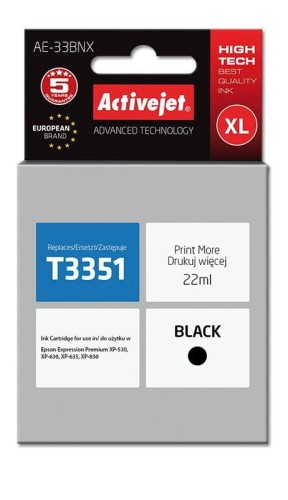 Tusz Activejet AE-33BNX (zamiennik Epson 33XL T3351; Supreme; 22 ml; czarny) - 847858