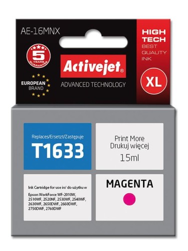 Tusz Activejet AE-16MNX (zamiennik Epson 16XL T1633; Supreme; 15 ml; czerwony) - 847837