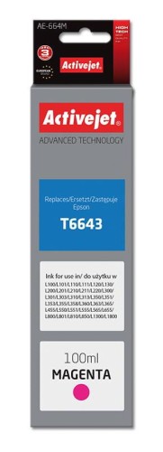 Tusz Activejet AE-664M (zamiennik Epson T6643; Supreme; 100 ml; czerwony) - 847847